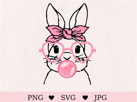 Cute Bunny Svg Bubblegum Bunny Bunny Face Svg Easter Bunny - Etsy