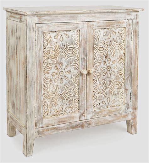 Wood White Distressed Carved Cabinet Storageindian Sideboard Etsy