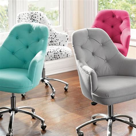 Camilla swivel desk chair | bedroom + closet | desk chair. Twill Tufted Desk Chair | Tufted desk chair, Girls desk ...