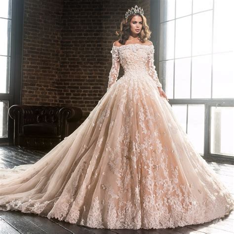 Sämtliche styles in allen größen. Luxus Champagner Boot ausschnitt Spitze Hochzeit Kleider ...