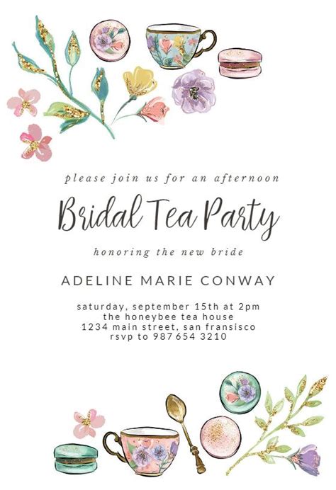 Tea Party Bridal Shower Invitation Template Greetings Island