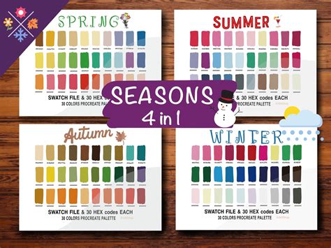 Season Color Palette 120 Colors 4 Swatches Hex Codes Etsy