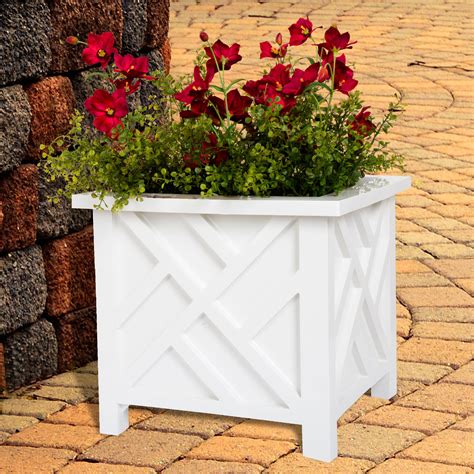 White planter boxes long planter boxes outdoor planter boxes large outdoor planters garden planter boxes rectangular planters patio planters our outdoor rectangular pvc planters come in large planter box sizes in long, oblong, custom, and trough shapes. Plant Pot Holder, Planter Container Box by Pure Garden ...