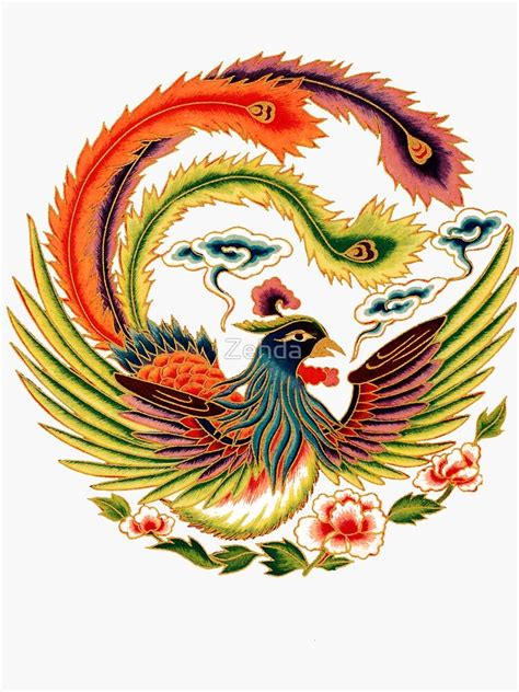 Asian Art Chinese Phoenix Sticker By Zehda In 2021 Asian Art Chinese