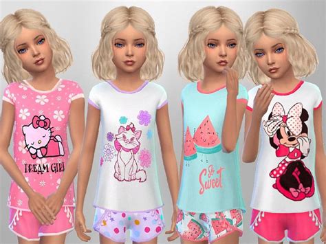 Girls Summer Sleepwear The Sims 4 Catalog Sims 4 Cc Kids Clothing