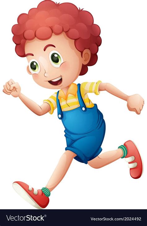 A Curly Young Boy Running On A White Background Download
