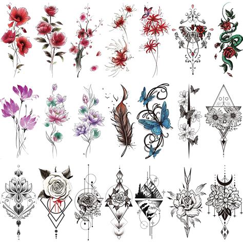Buy Glaryyears Floral Temporary Tattoos For Women 21 Pack Large