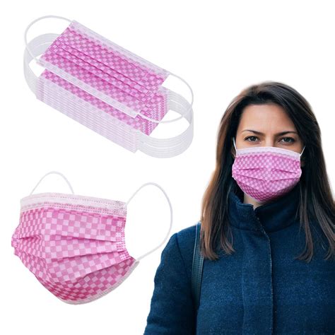 Risezag Printed Pink Surgical Masks For Men Women Pack Of 100 Pieces Surgical 3 Layer Mask With