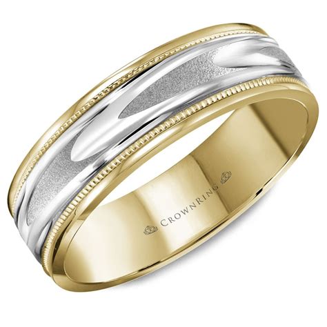 Two Tone Diamond Cut Milgrain Mens Wedding Band Nelson Coleman Jewelers