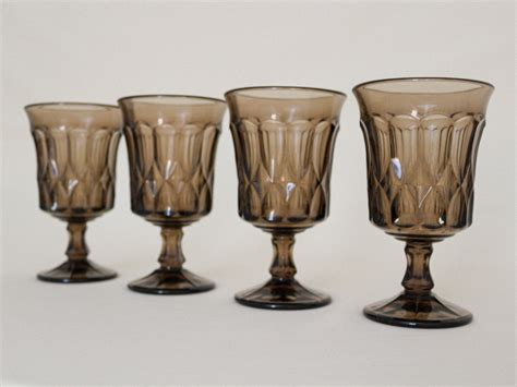 Opaque Black Glass Goblets Amber Fostoria Glass Goblets Etsy