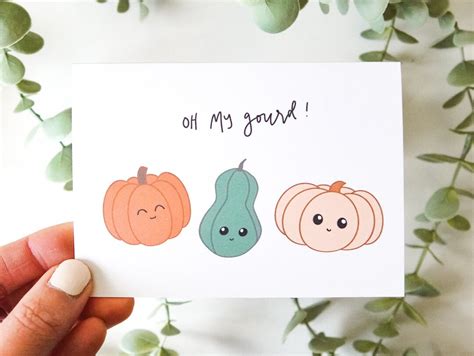 Oh My Gourd Card Cute Fall Card Punny Cards Cute Pun Card Cute