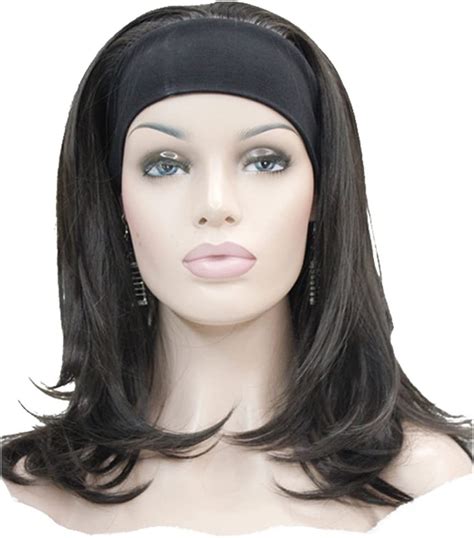 Lydell Long Straight Wigs Wave Headband Synthetic Wigs For White Women Dark Brown