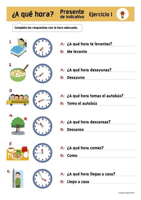 Ejercicios Para Practicar La Hora Y Expresar Costumbres 3 Teaching
