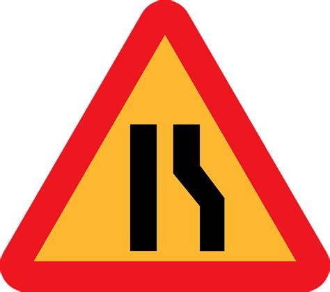 download narrowing road roadsigns royalty free vector graphic pixabay