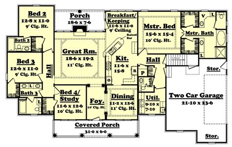 Colonial Style House Plan 4 Beds 350 Baths 2500 Sqft