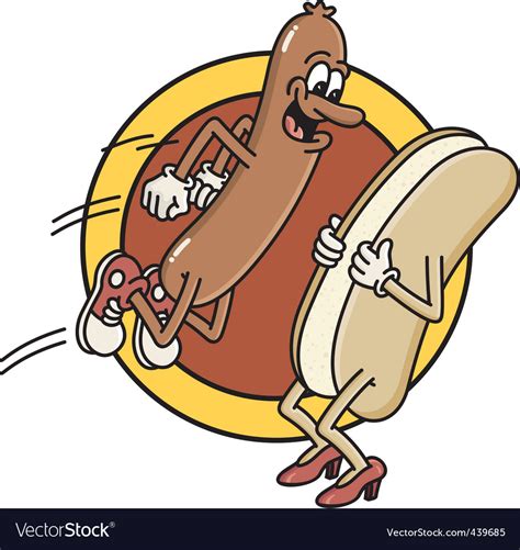 Hot Dog Jumps Into Bun Royalty Free Vector Image