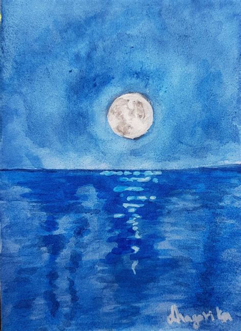 Moonlit Night Monochrome Art Canvas Art Painting Painting