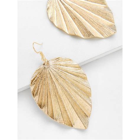 Metal Leaf Design Drop Earrings Liked On Polyvore Featuring Jewelry