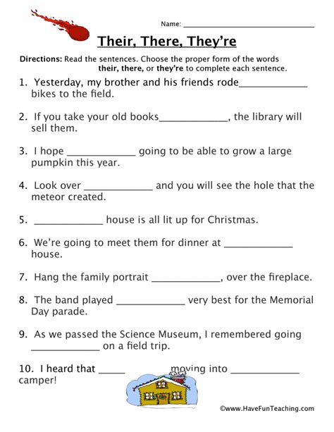 Homophone Worksheet - Their, There, They're - Have Fun Teaching