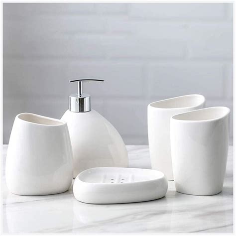 Qmzdxh Bathroom Accessory Set Ceramic Bathroom Accessories Set White