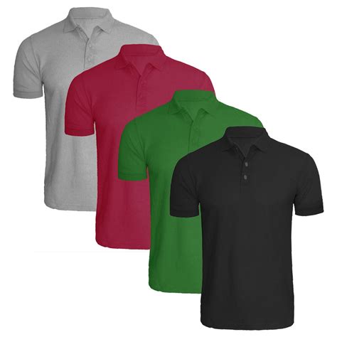New Pack Of 4 Mens Polo Shirt Short Sleeve Plain Pique Top Designer