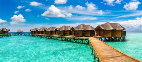 Water Villas Bungalows In The Maldives Stock Image Image Of Scenic