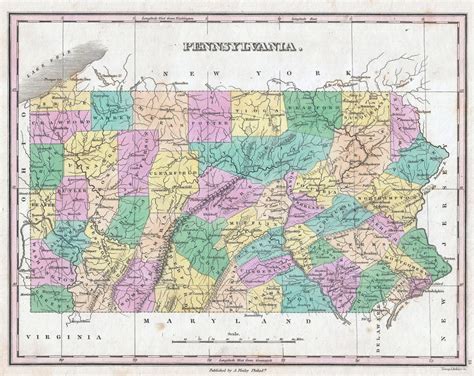 Large Detailed Old Administrative Map Of Pennsylvania State With Other