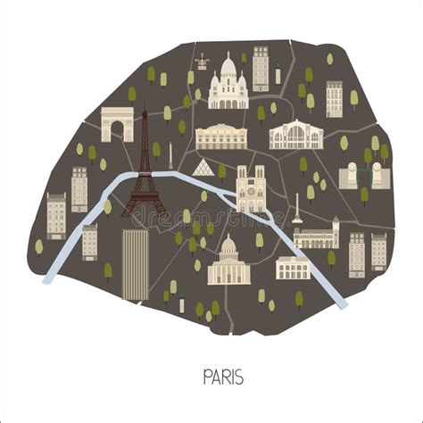 Map Of Paris Vector Illustration Stock Vector Illustration Of Eiffel