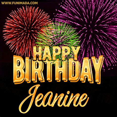 Wishing You A Happy Birthday Jeanine Best Fireworks  Animated