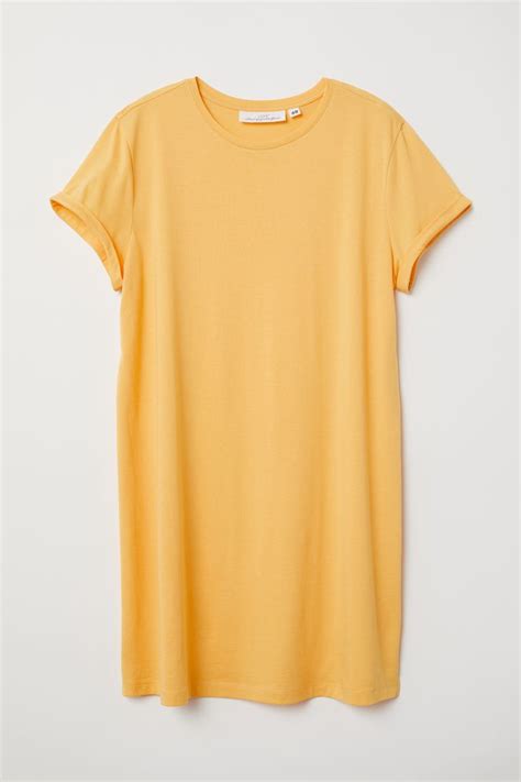 Modal Blend T Shirt Dress Yellow Ladies Handm Us