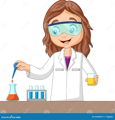 Cartoon Girl Doing Chemical Experiment Stock Vector Illustration Of Medical Education 153443617