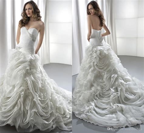 Ruched Corset Bodice Wedding Dresses Sweetheart Neckline Dropped Waist