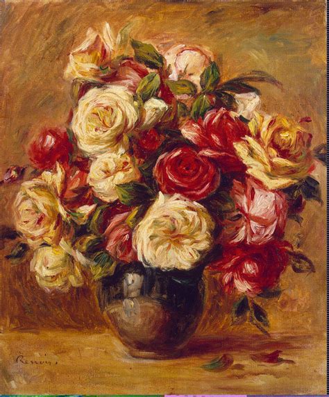 Bouquet Of Roses Painting Pierre Auguste Renoir Oil Paintings
