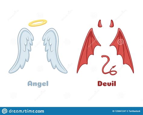 Angels And Demons Wings Cartoon Evil Demon Horns And Good Angel Wing
