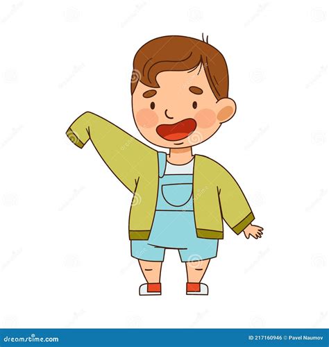 Cute Infant Boy Putting Jacket On Vector Illustration Stock Vector