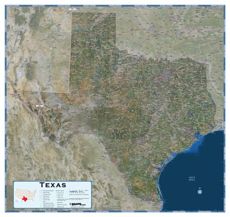 Texas Satellite Wall Map