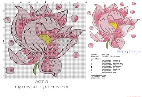 Lotus Flower Cross Stitch Pattern 100 X 92 Stitches Free Cross Stitch