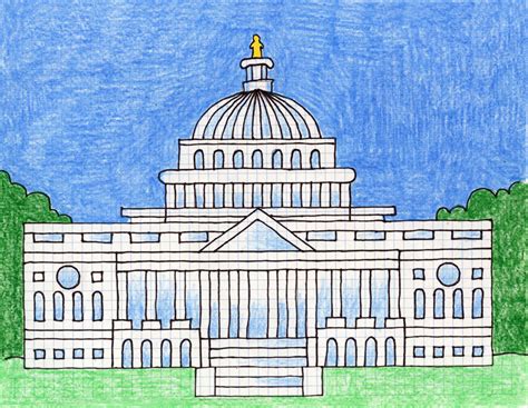 Simple Draw The Capitol Constructing Tutorial And Coloring Web Page