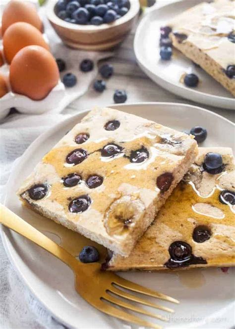 Fluffy Whole Wheat Blueberry Banana Sheet Pan Pancakes The Noshery