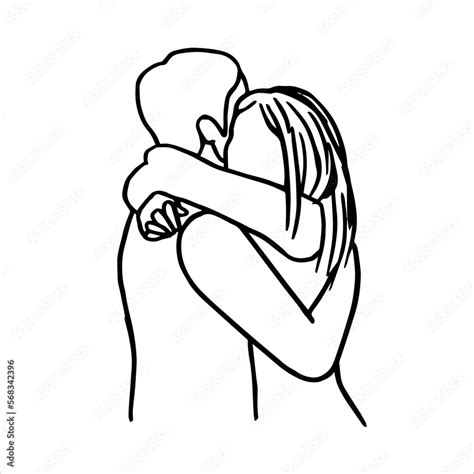 Doodle Drawing Woman And Man Hugging Vector Sketch Heterosexual Couple In Love Stock Vector