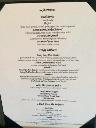 It all happens in a rustically elegant dining room with log walls and iron chandeliers. Menu - Picture of Jenny Lake Lodge Dining Room, Grand ...