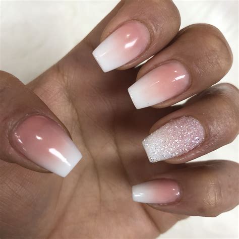 Pink French Ombre Nails With Glitter Glitter Dip Tip Adds Some