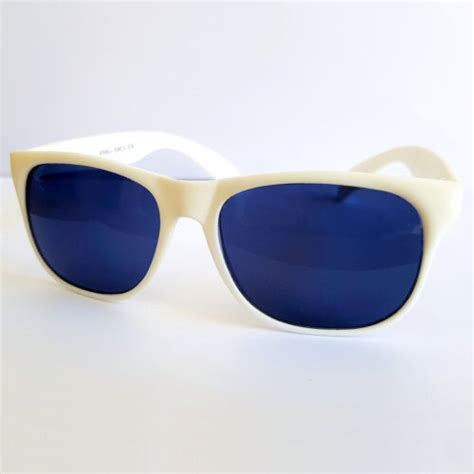 Designer Unisex Sonnenbrille Retro Brille Stylisch Cool Weiss Blaues Glas Ebay