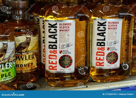 Tyumen Russia March 17 2023 Whiskey Red And Black On The Shelves Of