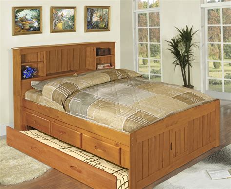 American Furniture Classics Solid Pine Full Captains Bookcase Bed With