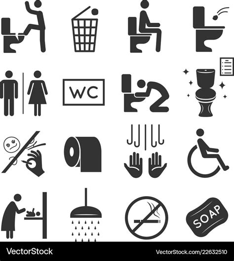 Restroom Icon Set Washroom And Bathroom Symbols Vector Image