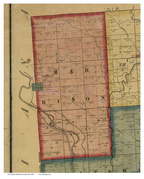 Harrison Ohio 1856 Old Town Map Custom Print Hamilton Co Old Maps