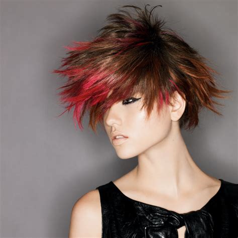 Short Brown Hair With Red Tips And Textured Layers