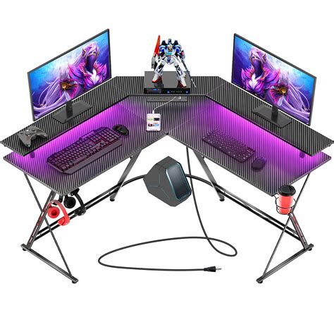 Seven Warrior Gaming Desk 504” With Led Strip And Power Outlets L