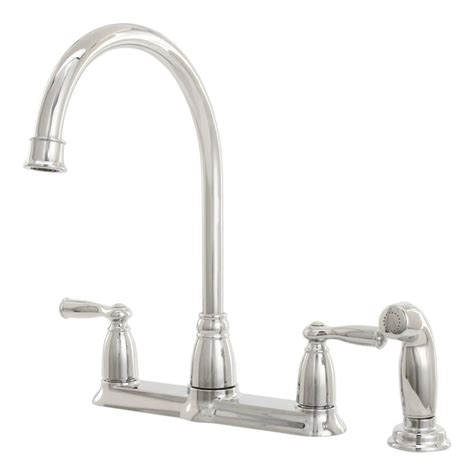 If your faucet is starting to leak or seems to be too weak, it's probably time for a switch. MOEN Banbury 2-Handle High-Arc Side Sprayer Kitchen Faucet ...